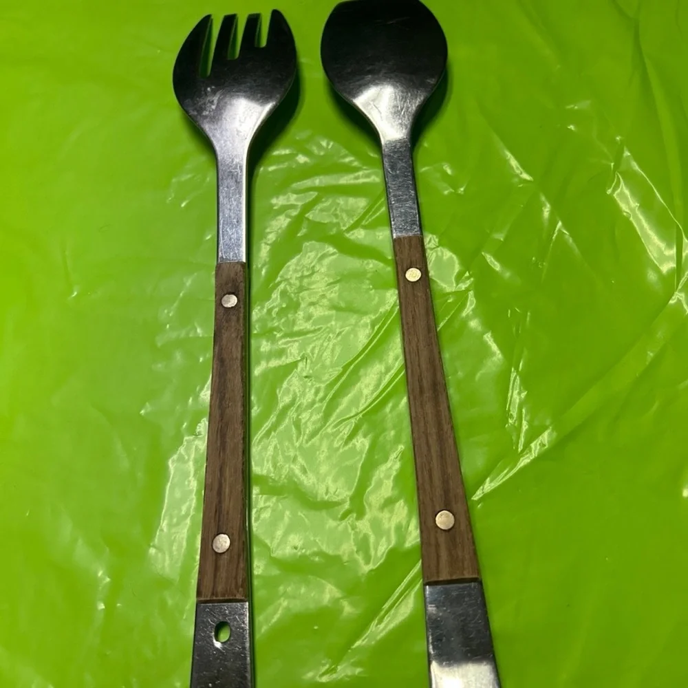 1960s Stainless Salad Server Set , MidCentury, Japan